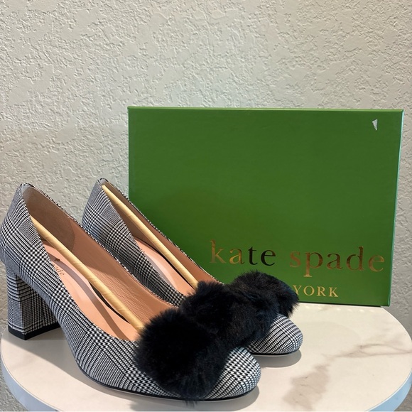 kate spade Shoes - Kate Spade Plaid Heels with Black Bow